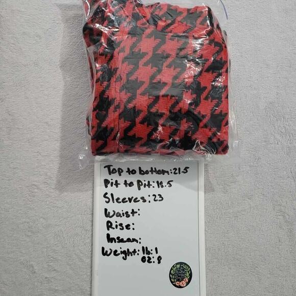 H&M Divided Womens Houndstooth Wool Blend Moto Jacket Size 10 Red & Black Preppy - Picture 7 of 7